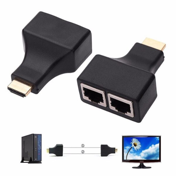 Adaptador Extensor Hdmi Por Cable de Red Utp Cat 5e y 6 Rj45 Hasta 30mts