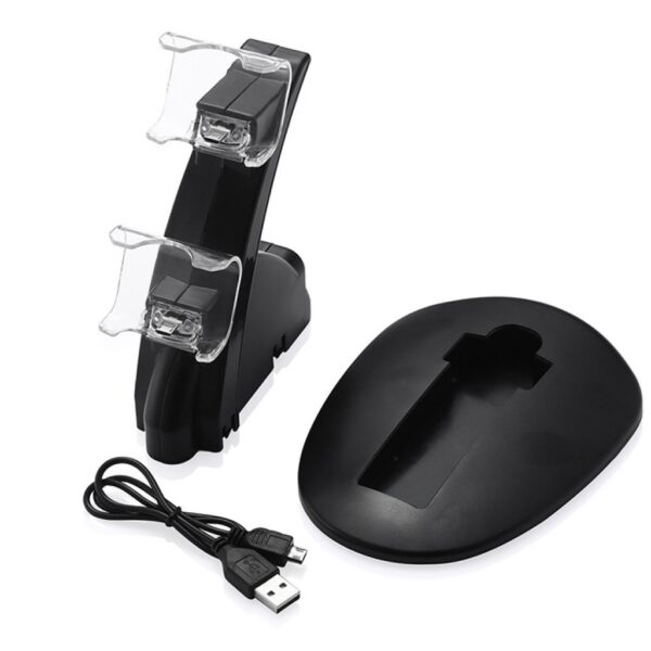 Base Cargador Dual Joystick Control Mando Para Ps4 Negra