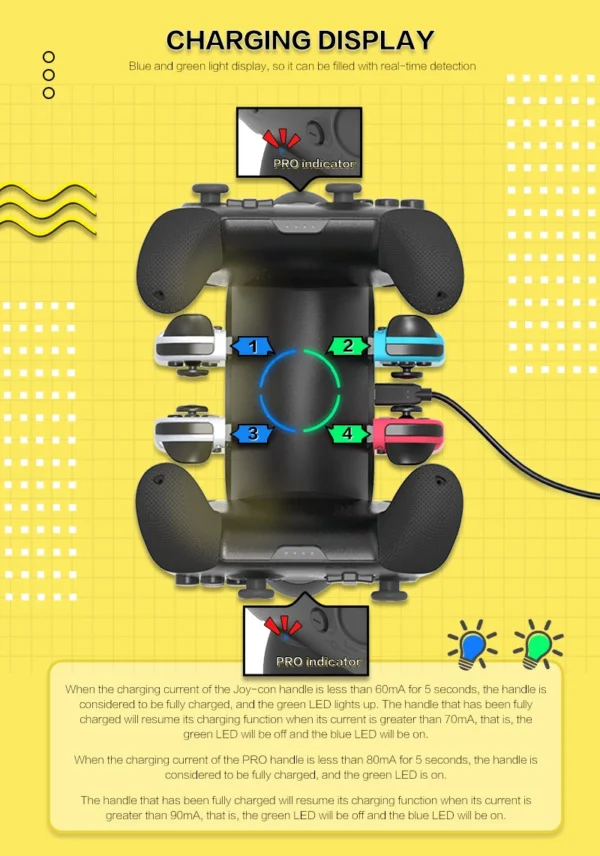 Base estación de carga para controles Nintendo Switch 6 en 1