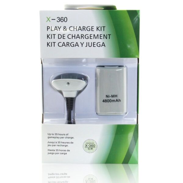 Kit Carga y Bateria de Joystick Para Xbox360 Blanco