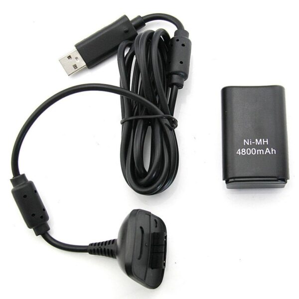 Kit Carga y Bateria de Joystick Para Xbox360 Negro