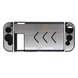 Estuche protector rigido aluminio de consola y controles para Nintendo Switch plateada