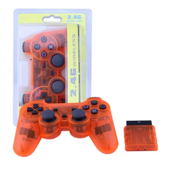 Joystick Inalambrico Para Ps2 Naranja Transparente
