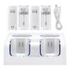 Base Carga Cuadruple + 4 Baterias Para Wiimote Wii Blanca