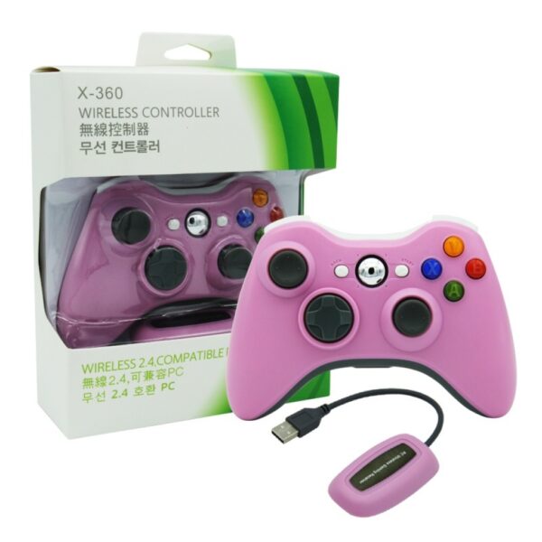 Joystick Inalambrico + Receptor Usb Compatible Para Xbox360 y Pc Rosa