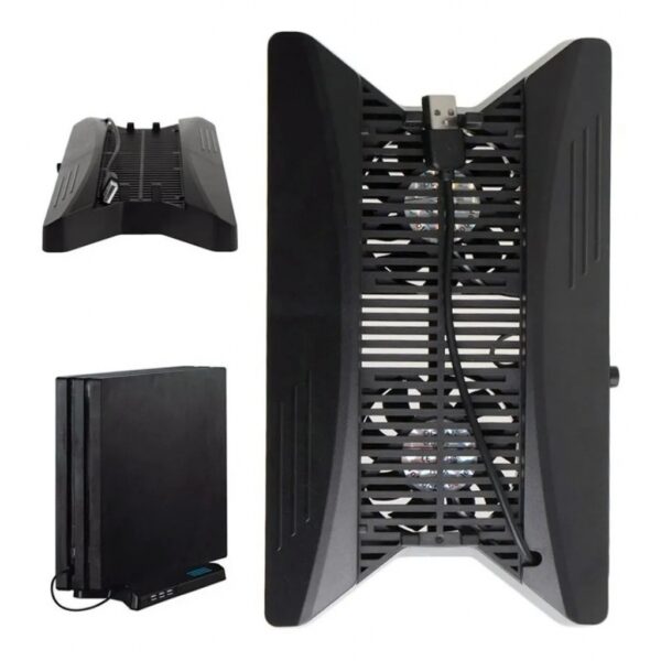 Soporte Doble Fan y Hub Usb 2.0 de 3 Puertos Para Ps4 Pro