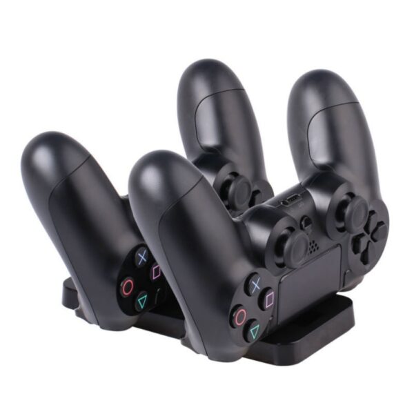 Base Carga Horizontal Doble Joystick Control Mando Para Ps4 Negra V1