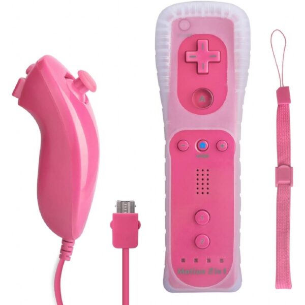 Joystick Compatible Wiimote Con Motion Plus + Nunchuk Rosa
