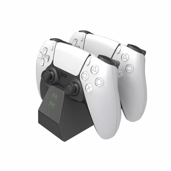 Base de Carga Negra Doble Por Puerto Inferior Para Joystick Ps5 Con Fuente