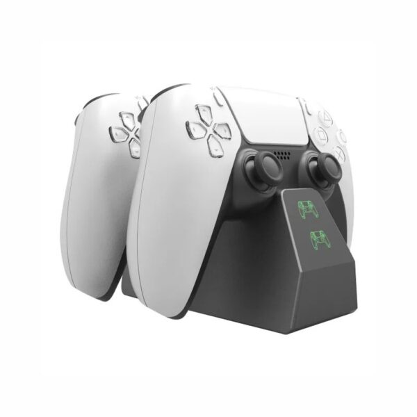 Base de Carga Negra Doble Por Puerto Inferior Para Joystick Ps5 Con Fuente
