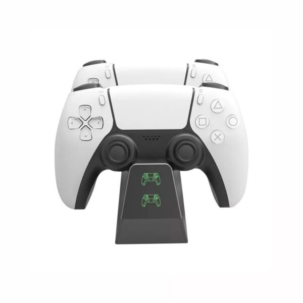 Base de Carga Negra Doble Por Puerto Inferior Para Joystick Ps5 Con Fuente