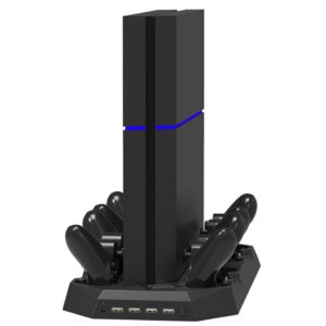 Soporte Base Carga 4 Controles Doble Ventilador Led 4 Usb 3.0 Ps4 10 En 1