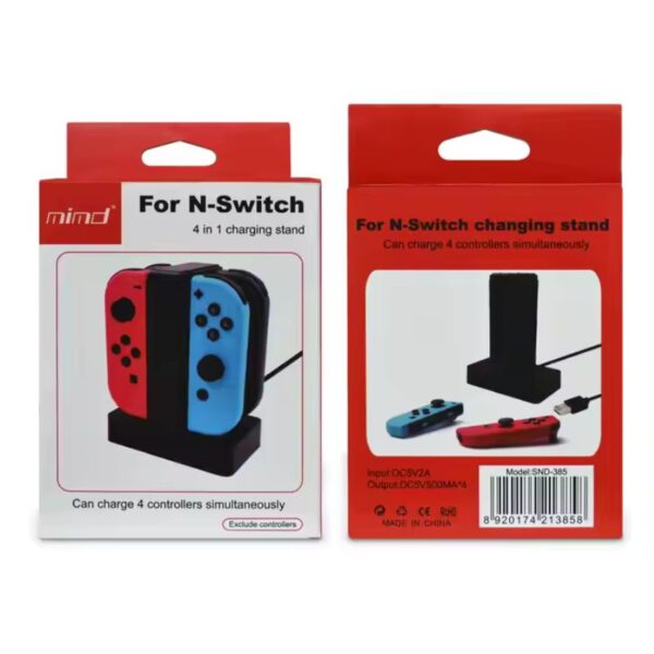Base de Carga Compatible Para 4 Joy-Con Negra
